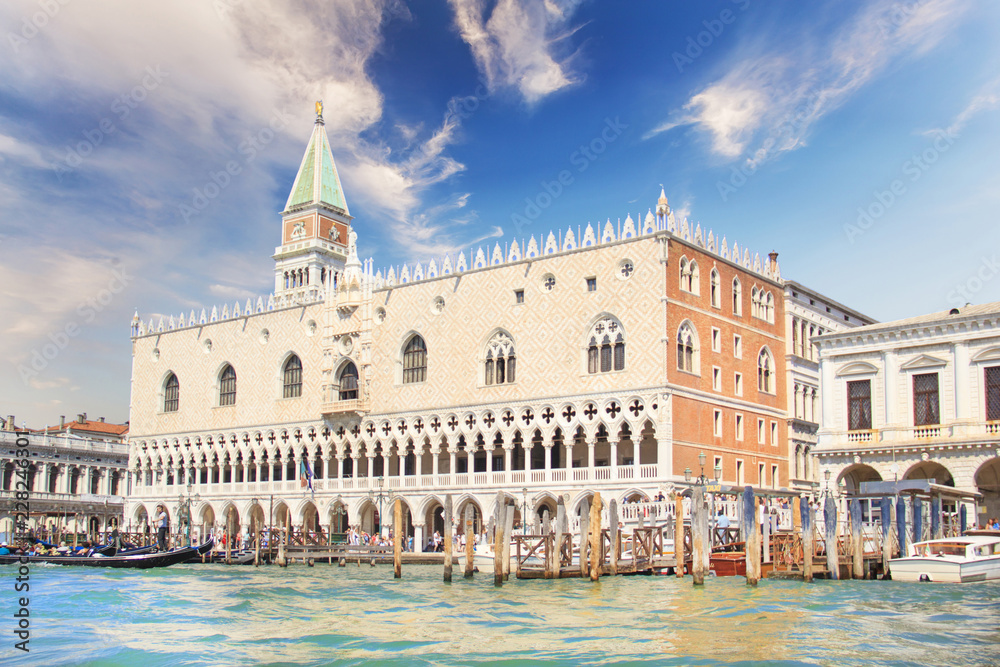 Beautiful view of the Doge's Palace and St. Mark's Basilica in Venice, Italy