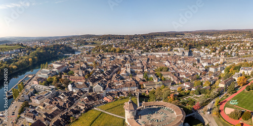 Old town of Schaffhausen with munot in foreground