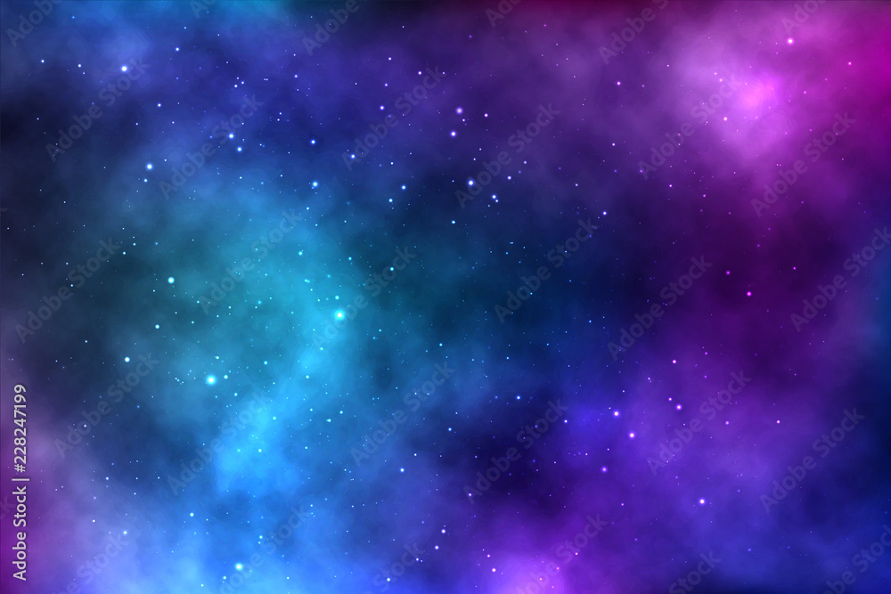 vector background of an infinite space with stars, galaxies, nebulae.