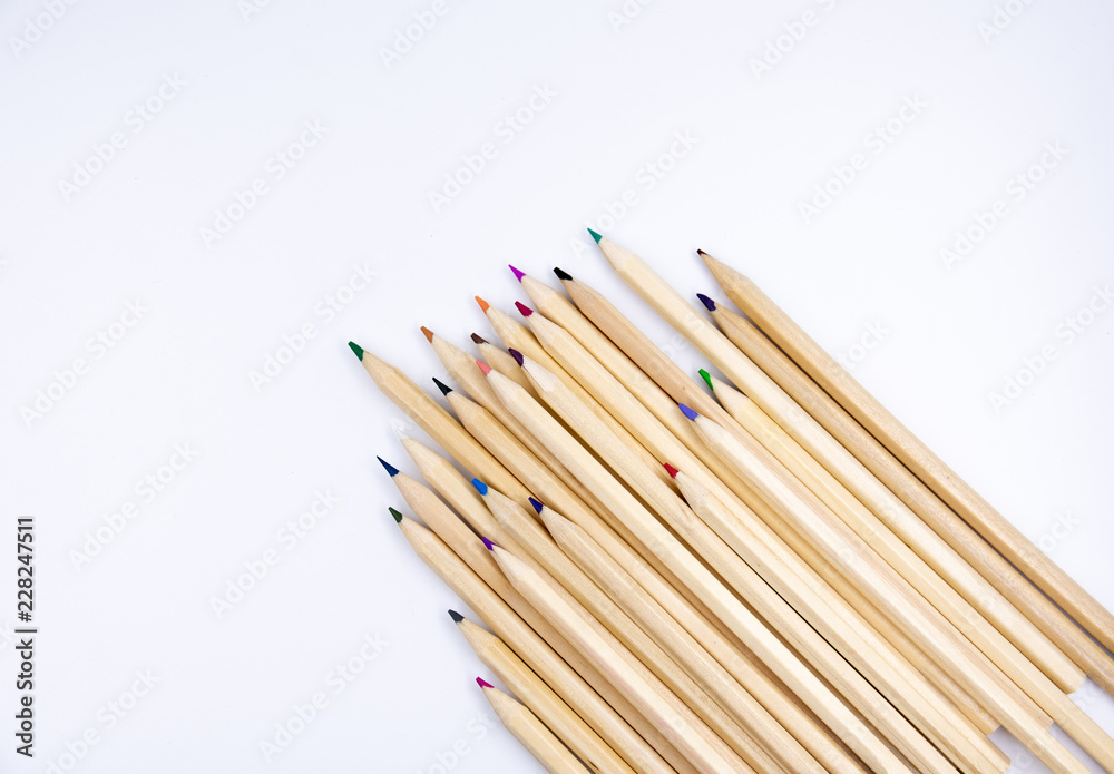 Pencils Colored pencils on white background