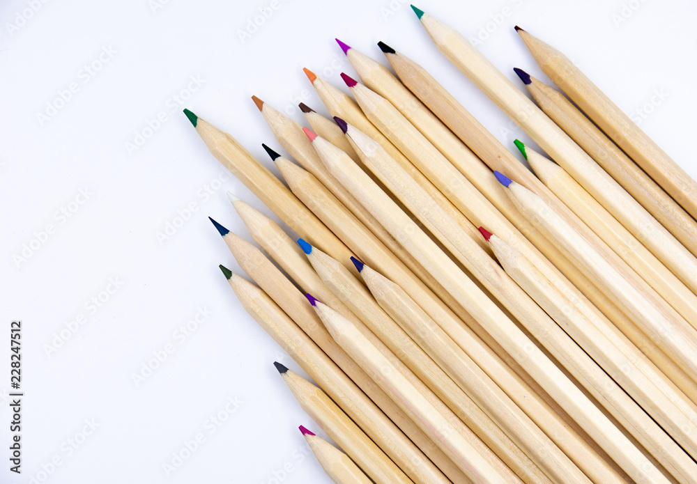 Pencils Colored pencils on white background