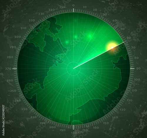 the radar scans the space.