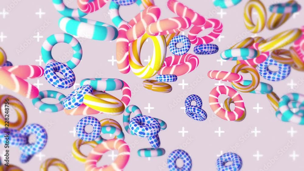 3d Rings flying gradient background. VJ Seamless loop background. 3d Rings flying gradient background. VJ Seamless loop background.