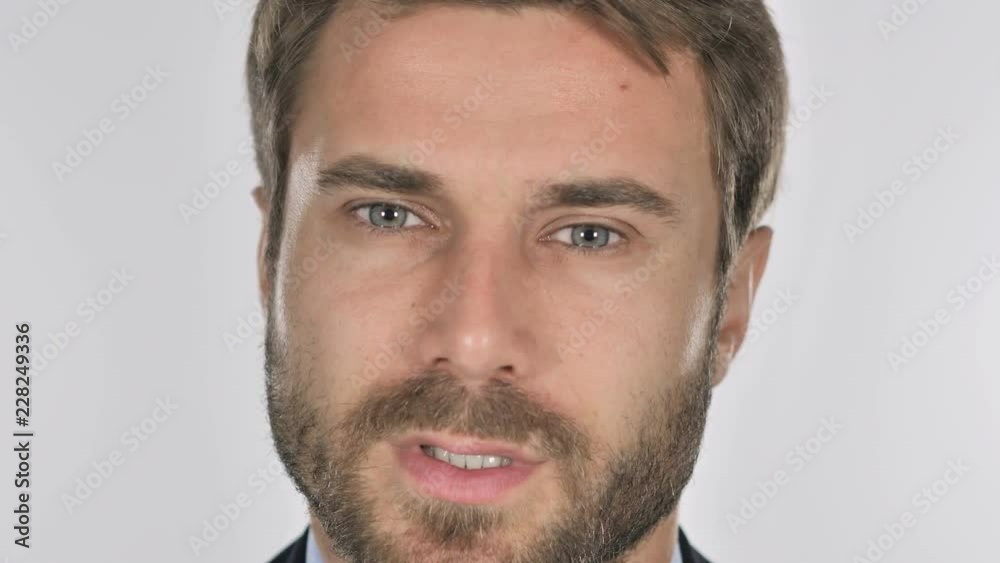 Online Video Chat, Close Up of Talking Man Face Online Video Chat, Close Up of Talking Man Face