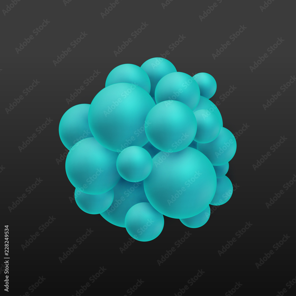 Fototapeta premium Abstract molecules structure with particles. Atoms. Graphic concept for your design