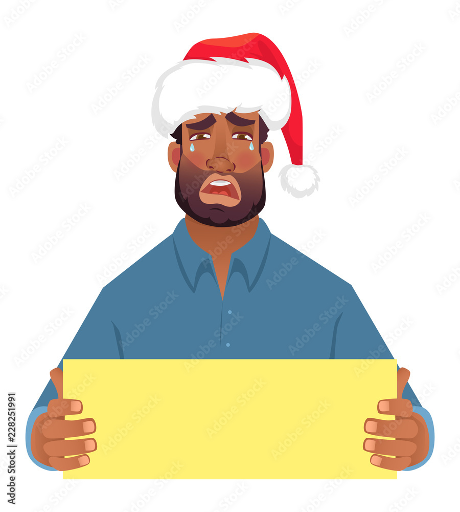 African man in hat holding blank card African man in hat holding blank card