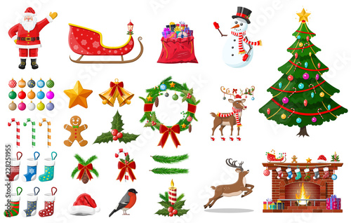 Christmas new year set.