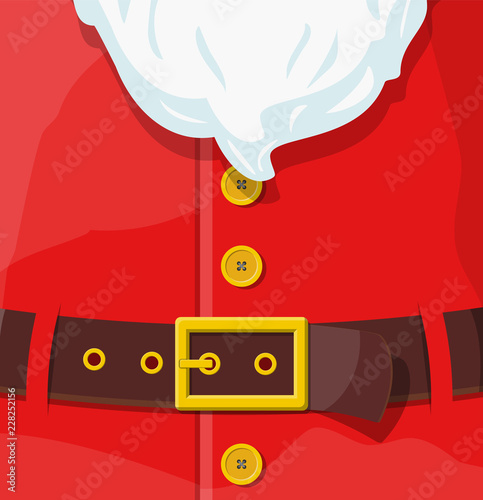 Red santa claus suit.