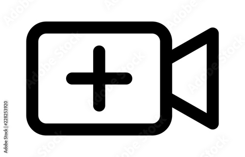 Add new video or upload movie / create media line art vector icon for apps and websites