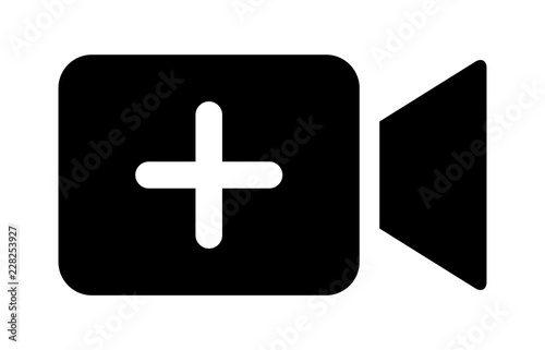 Add new video or upload movie / create media flat vector icon for apps and websites