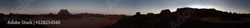 360 Sunrise view to Moul Naga valley at in Tassili nAjjer national park, Algeria photo