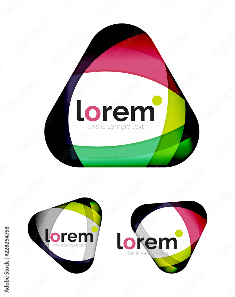 Set of geometric shape convergence logo design templates