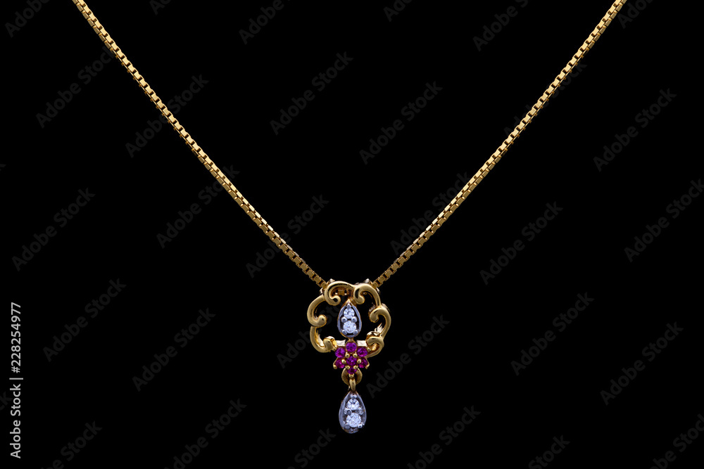 Golden necklace on a black background Golden necklace on a black background