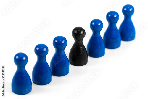 Quadro em tela black halma cone between blue halma cones with copyspace indicating majority rat