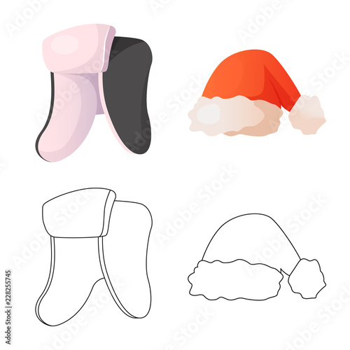 Vector illustration of headgear and cap icon. Set of headgear and accessory stock vector illustration.