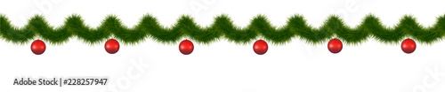 Festive green fin garland for web and sites design.