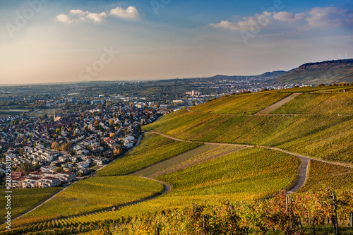 herbstliche Abendstimmung über den Weinbergen von Weinstadt Endersbach
