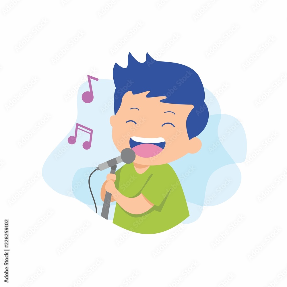 Singing Karaoke with a man character vector Singing Karaoke with a man character vector