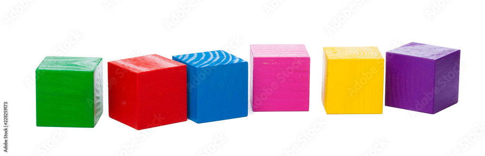 Fototapeta premium Wooden building blocks isolated on white background