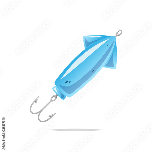 Artificial squid lure vector isolated