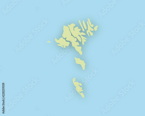 Karte der Färöer mit Schatten