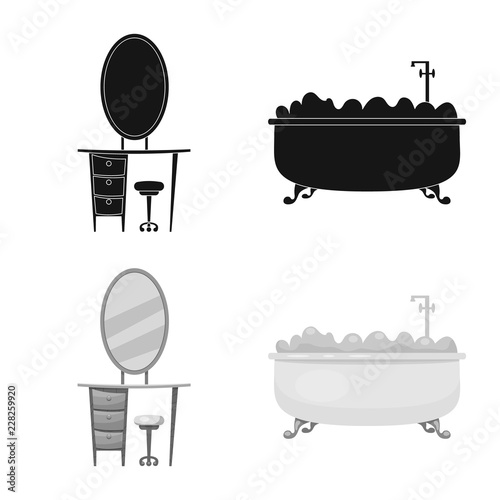 Vector design of furniture and apartment symbol. Collection of furniture and home stock symbol for web.