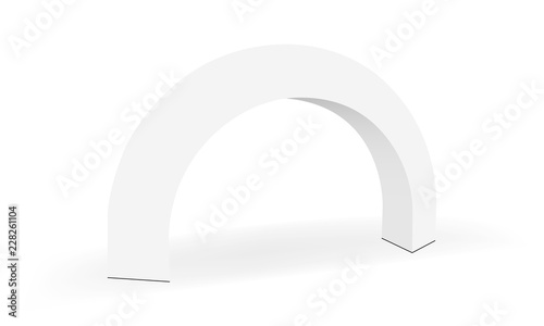 Trade show exhibition round arch banner isolated on white background. Equipment for advertising or promo event. Vector illustration