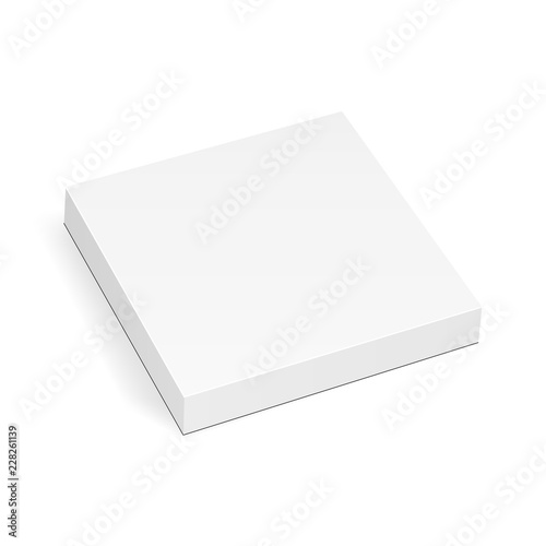 Blank square thin box mockup isolated on white background. Vector illustration