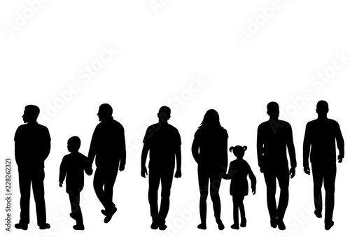  set of moping silhouettes of people, men and women