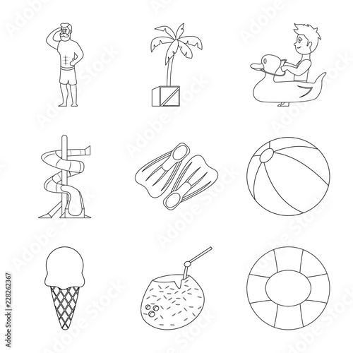 Vector design of pool and swimming sign. Collection of pool and activity stock vector illustration.