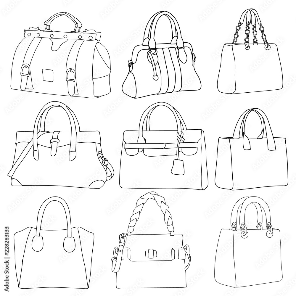 Handbags Travel Bags Ladies Bags Set Stock Illustration - Download Image  Now - Adult, Arts Culture and Entertainment, Bag - iStock