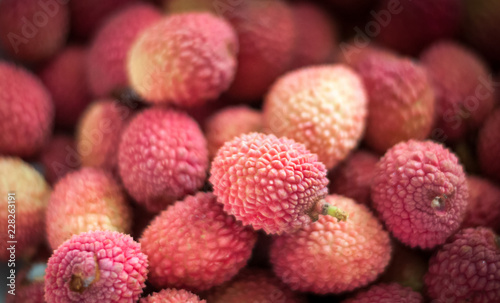 Collection of fresh Lychee fruits