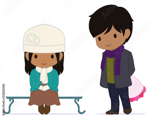 可愛い恋人たち 冬に待ち合わせ タイプd Stock イラスト Adobe Stock