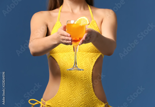 Beautiful woman in swimming...