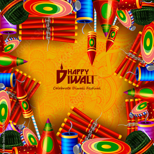 vector illustration of firecracker for Happy Diwali holiday background