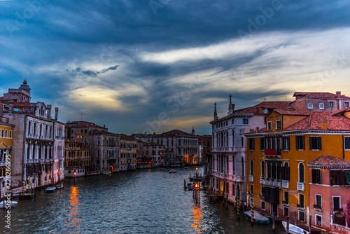 Night view of the grand canal in Venice