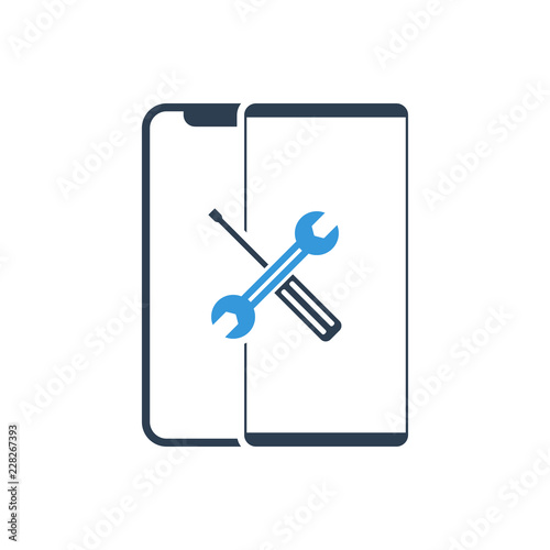 phone mobile repair logo. smartphone and tools. Service electronic technic.