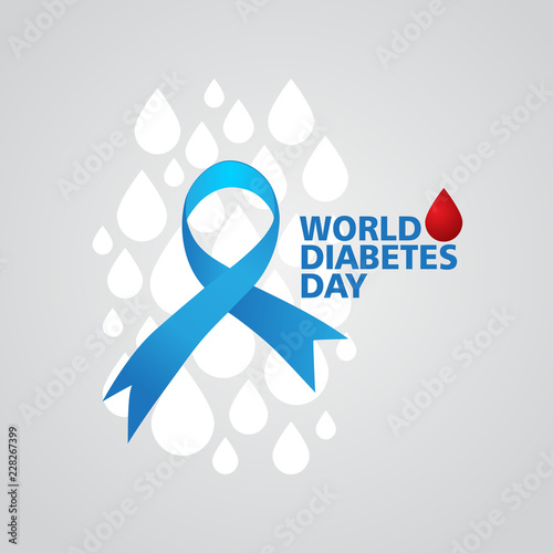 World diabetes day with ribbon and blood