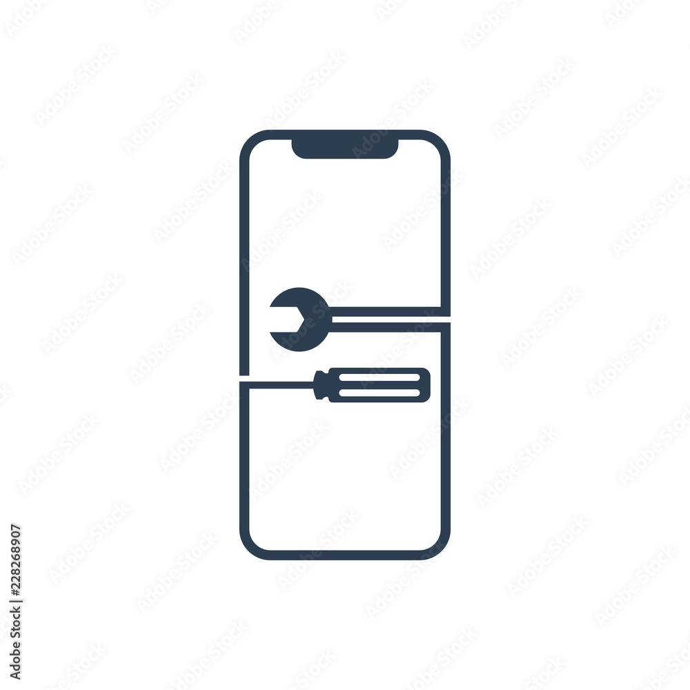 phone mobile repair logo. smartphone and tools. Service electronic technic. 