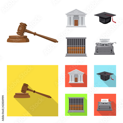 Vector design of law and lawyer symbol. Collection of law and justice vector icon for stock.