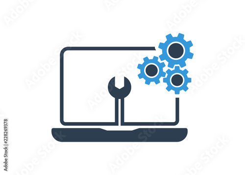 Computer Repair - Digital Computer Logo. symbol repair service vector