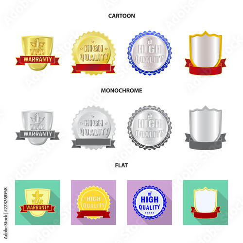 Isolated object of emblem and badge icon. Collection of emblem and sticker stock symbol for web.