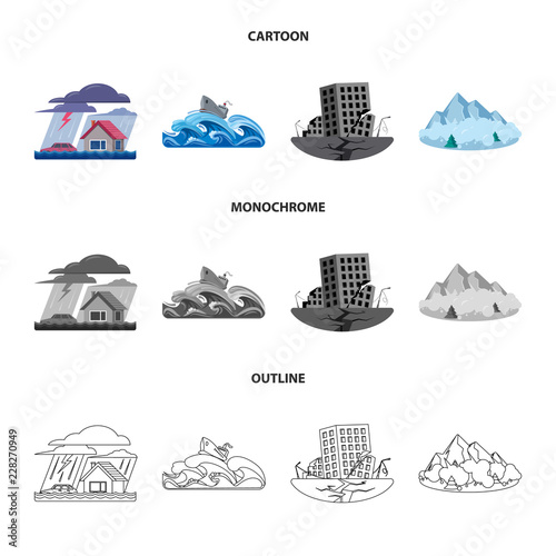 Vector illustration of natural and disaster symbol. Collection of natural and risk vector icon for stock.