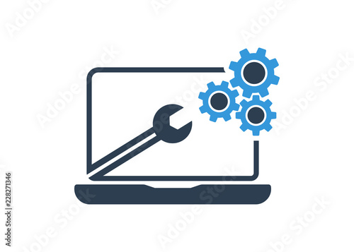 Computer Repair - Digital Computer Logo. symbol repair service vector