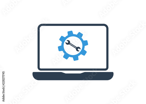 Computer Repair - Digital Computer Logo. symbol repair service vector