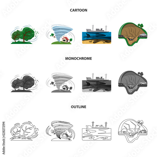 Vector design of natural and disaster logo. Collection of natural and risk stock symbol for web.