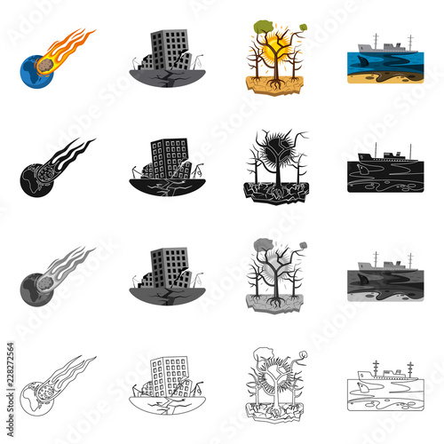 Vector design of natural and disaster sign. Set of natural and risk stock symbol for web.