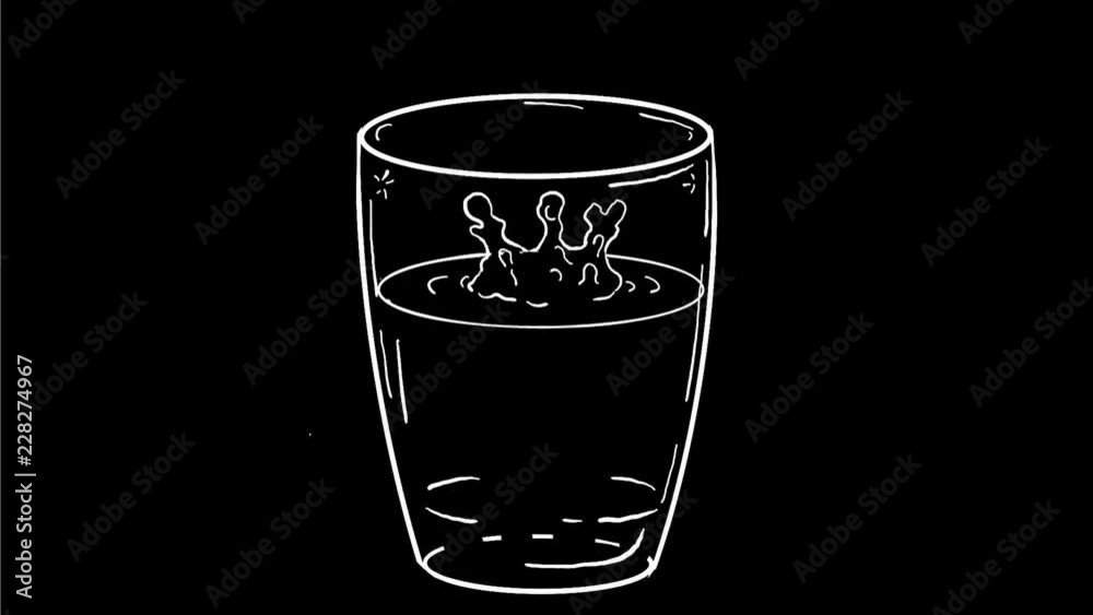 2d Animation motion graphics showing a drawing of a droplet or drop of water dripping on glass