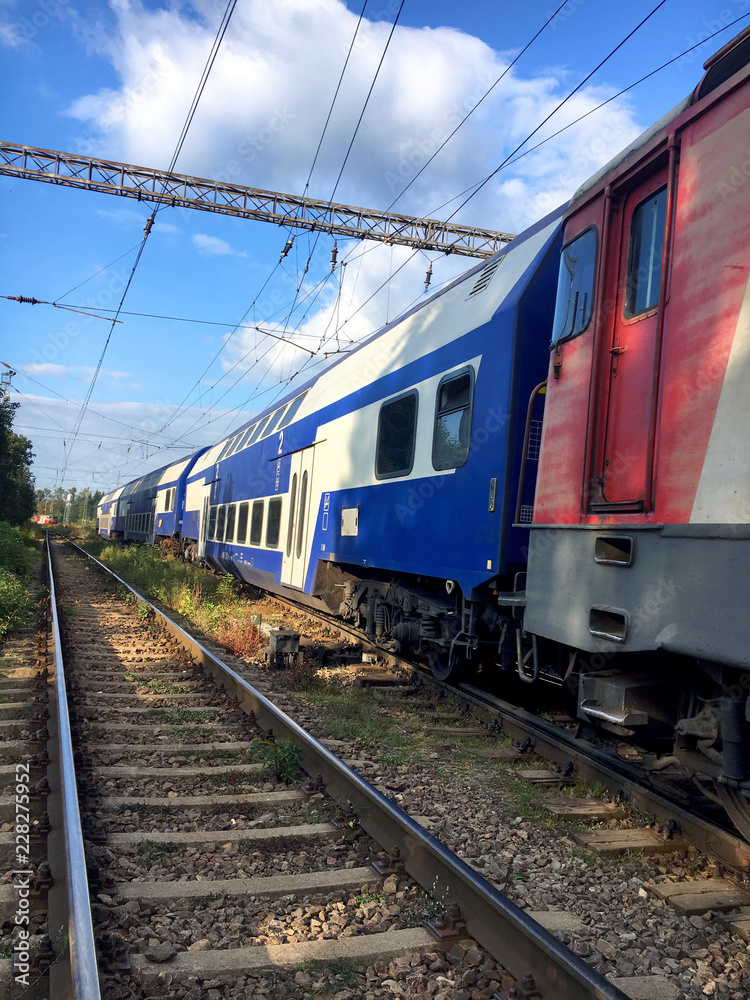 Railway wagon and train running