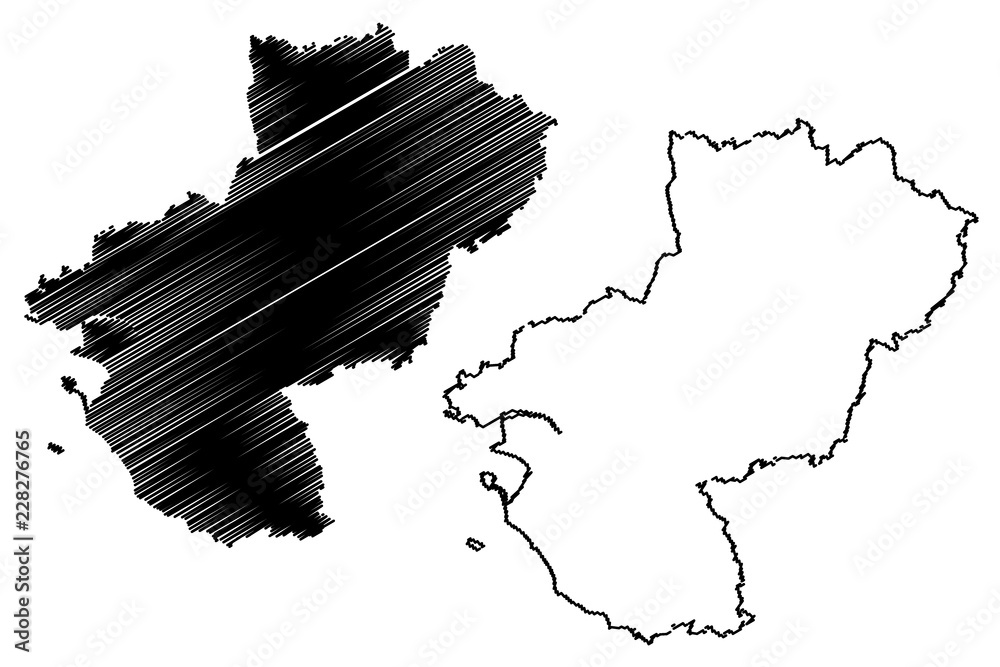 Pays de la Loire (France, administrative region, Loire Country) map vector illustration, scribble sketch Pays de la Loire map
